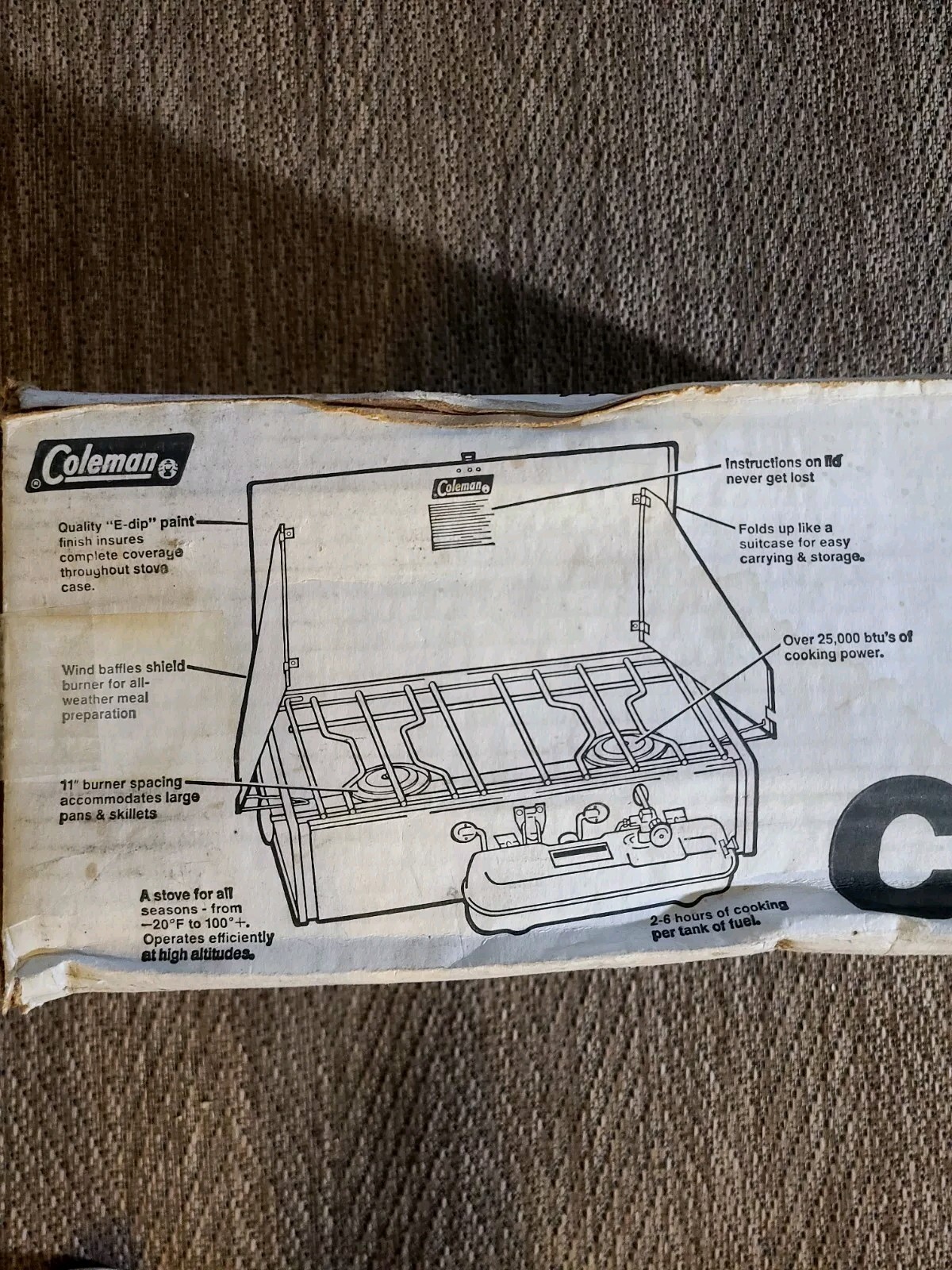 Vintage Coleman Powerhouse 2-Burner Gas Camp Stove 413H499 W/ BOX & MANUAL 1988