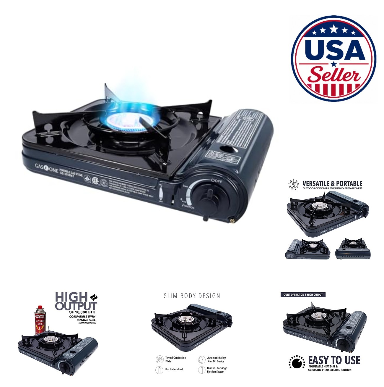 Portable Butane Gas Stove 10000 BTU with Carrying Case CSA Listed Camping Grill