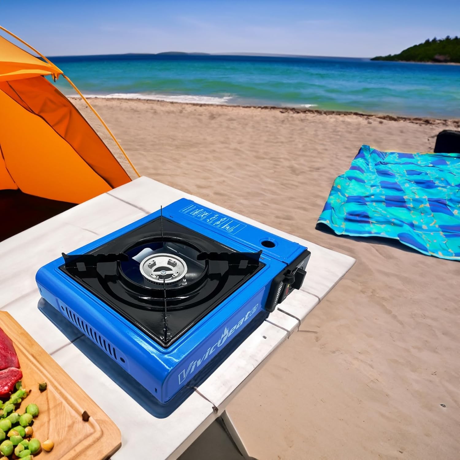 Vivicreate 7000BTU Portable Butane Stove Auto Ignition Camping Gas Stove Blue