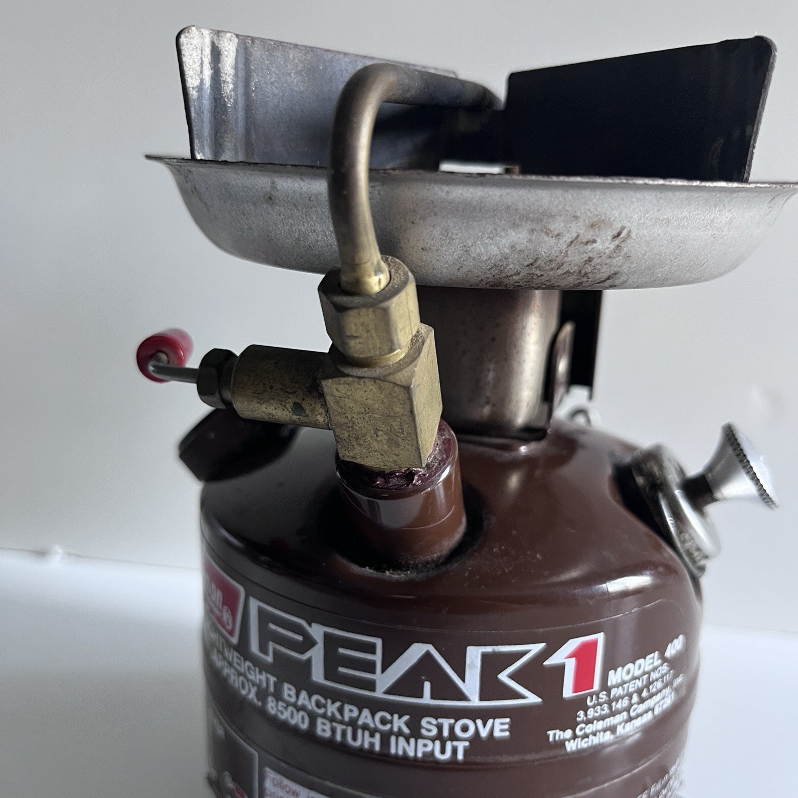 Vintage Coleman Peak 1 Model 400 Brown Backpack Camp Stove Working 8/79 Date