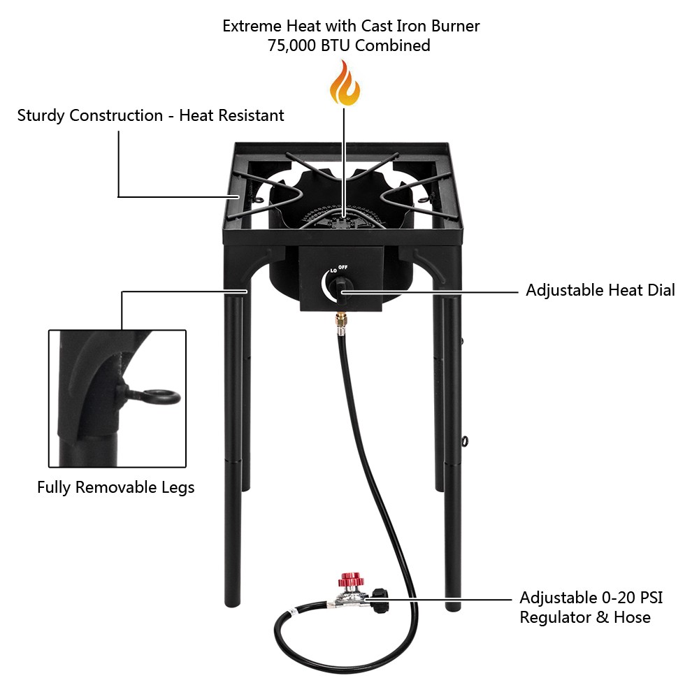 High Pressure Propane Gas Cooker Portable Cast Iron Patio Cooking Burner