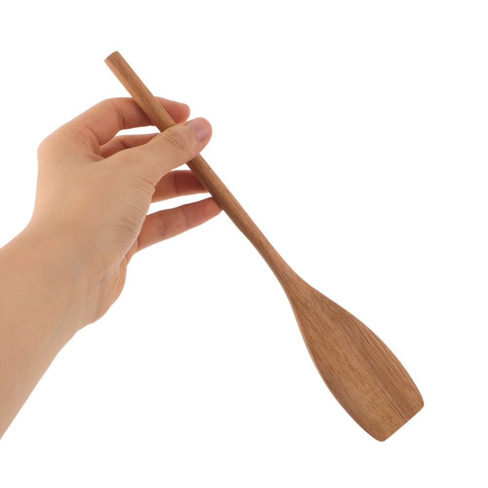 2pcs Wooden Kitchen Flat Spatula – Long Handle Mixing Spoons for Baking,