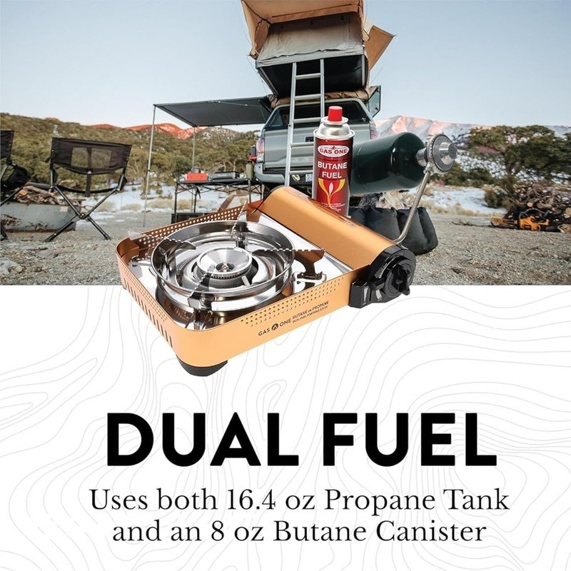 Portable Dual Fuel Camping Stove Butane Propane High Heat Output Auto Ignition