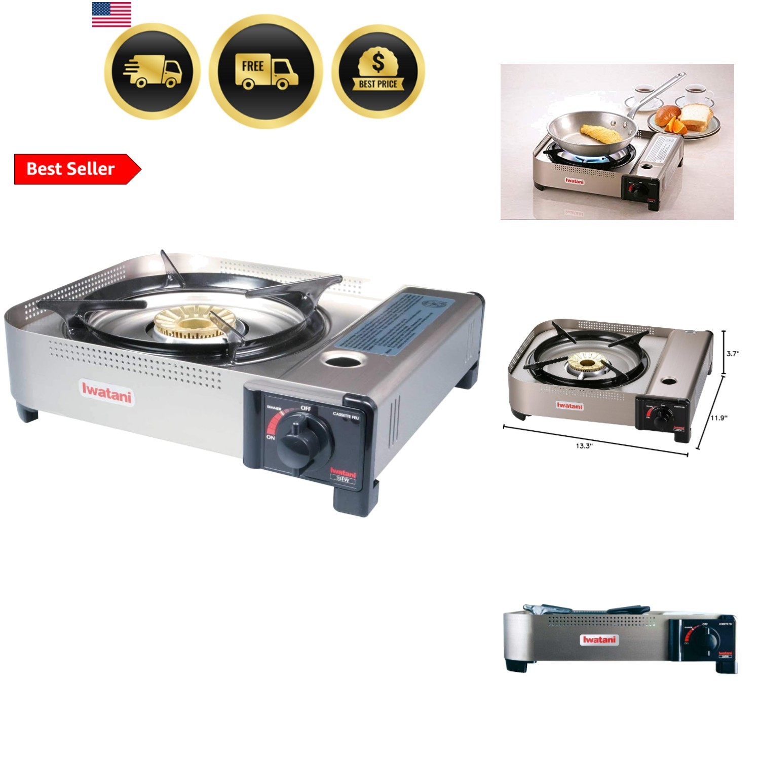 Portable Butane Stove Single Burner Camping Indoor Outdoor Cooktop