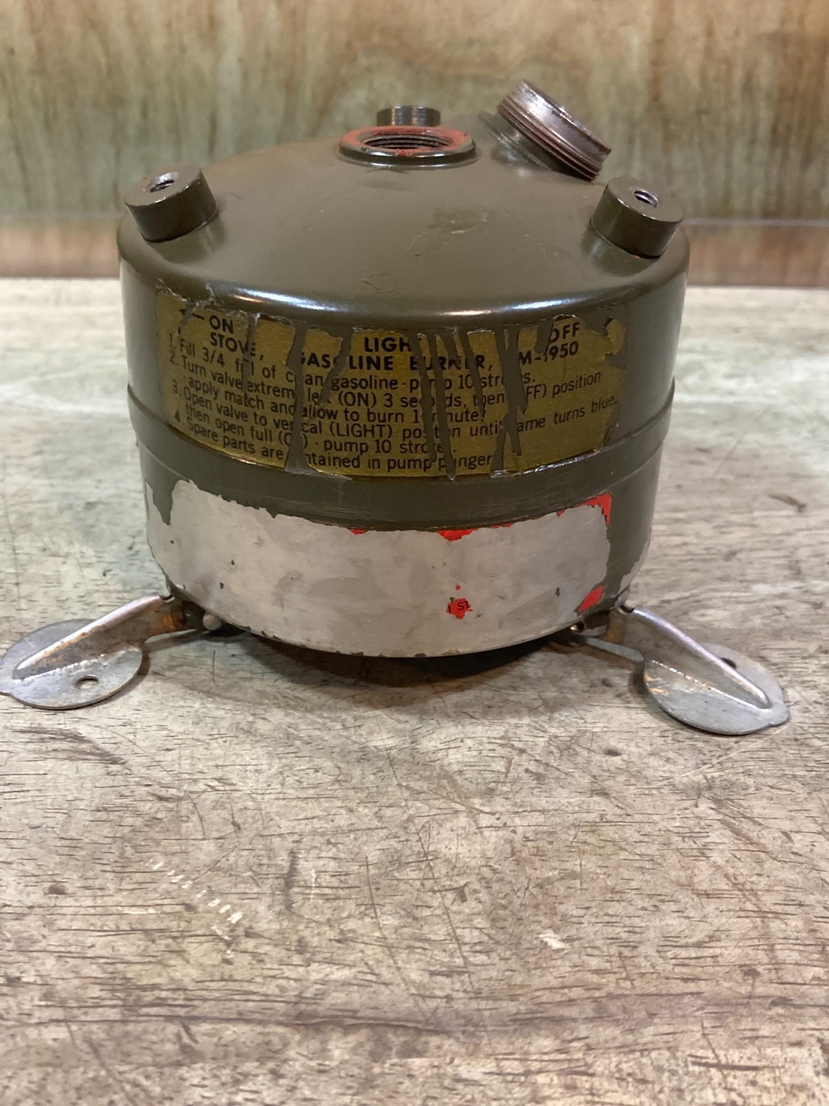 M1950 Coleman Stove – Fount Tank – Major paint and Decal loss