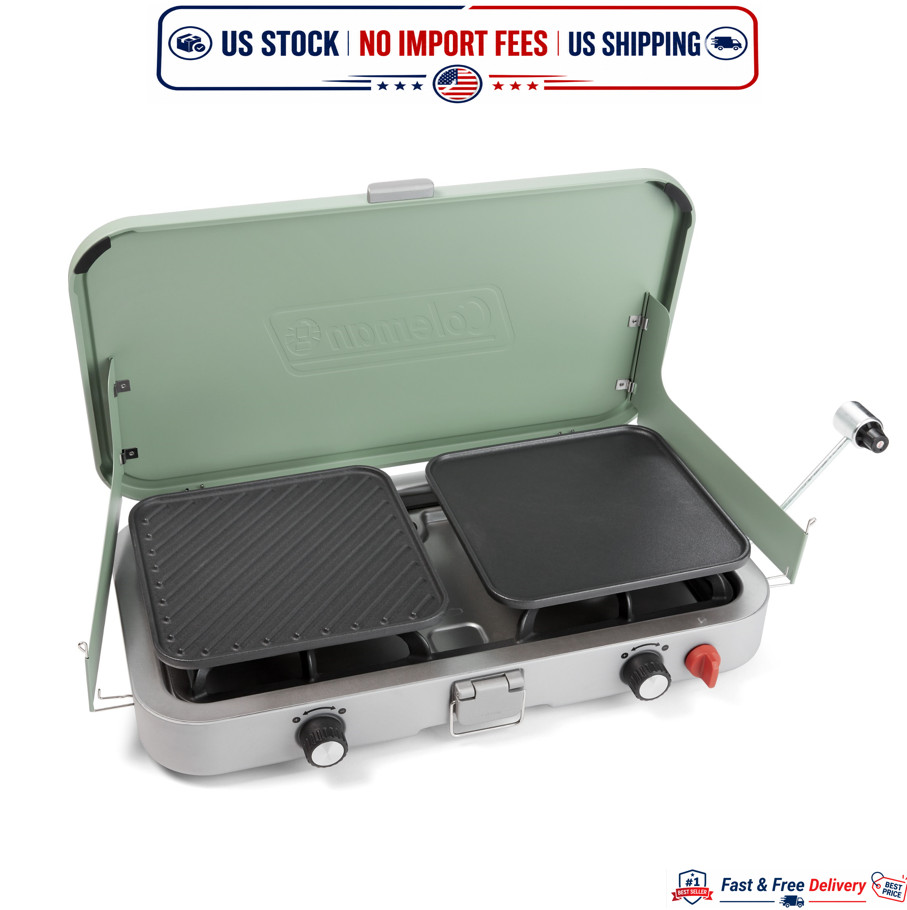 Coleman Cascade 3-in-1 Camp Stove Portable Propane Camping Grill, Hickory Moss
