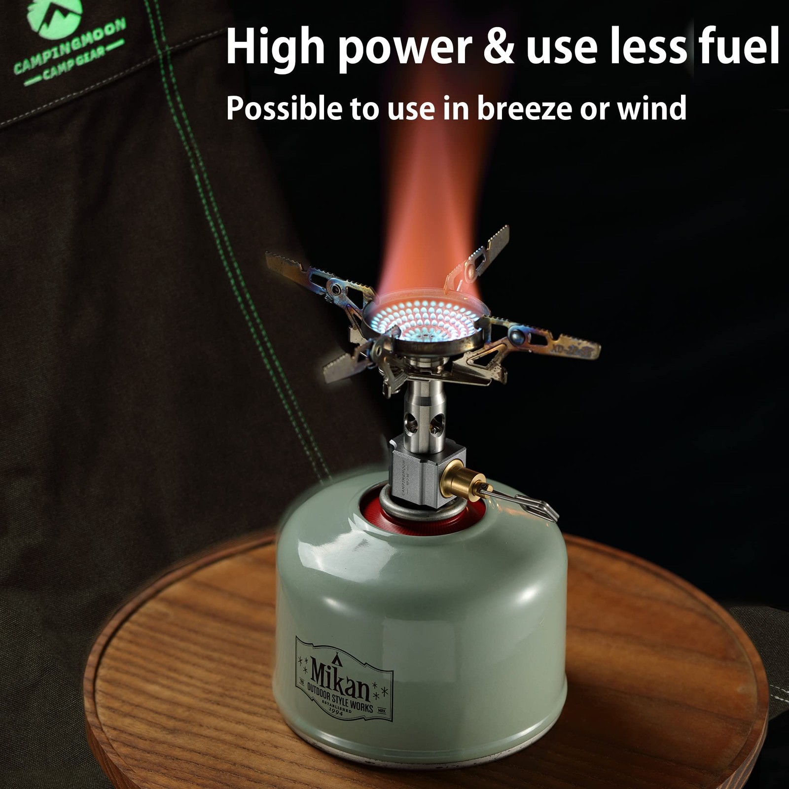 CAMPINGMOON Canister Stove Compact Foldable w/Micro Regulator 4Flex w/o ignit