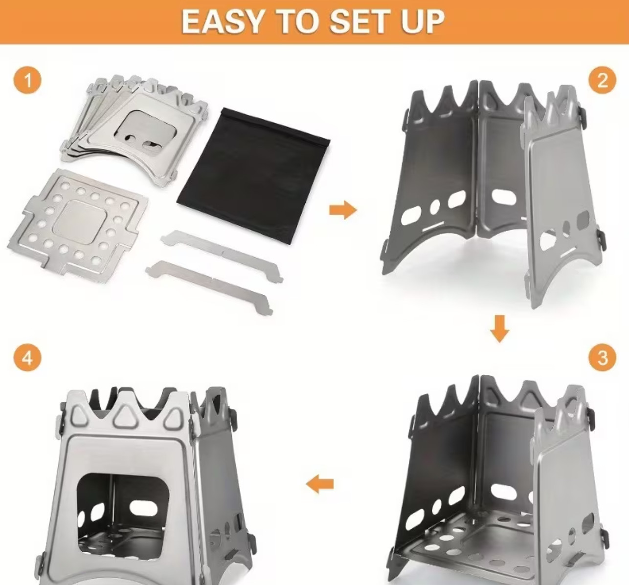 Classic Flat Packing Stainless Steel Wood Stove. Only 8 ounces.