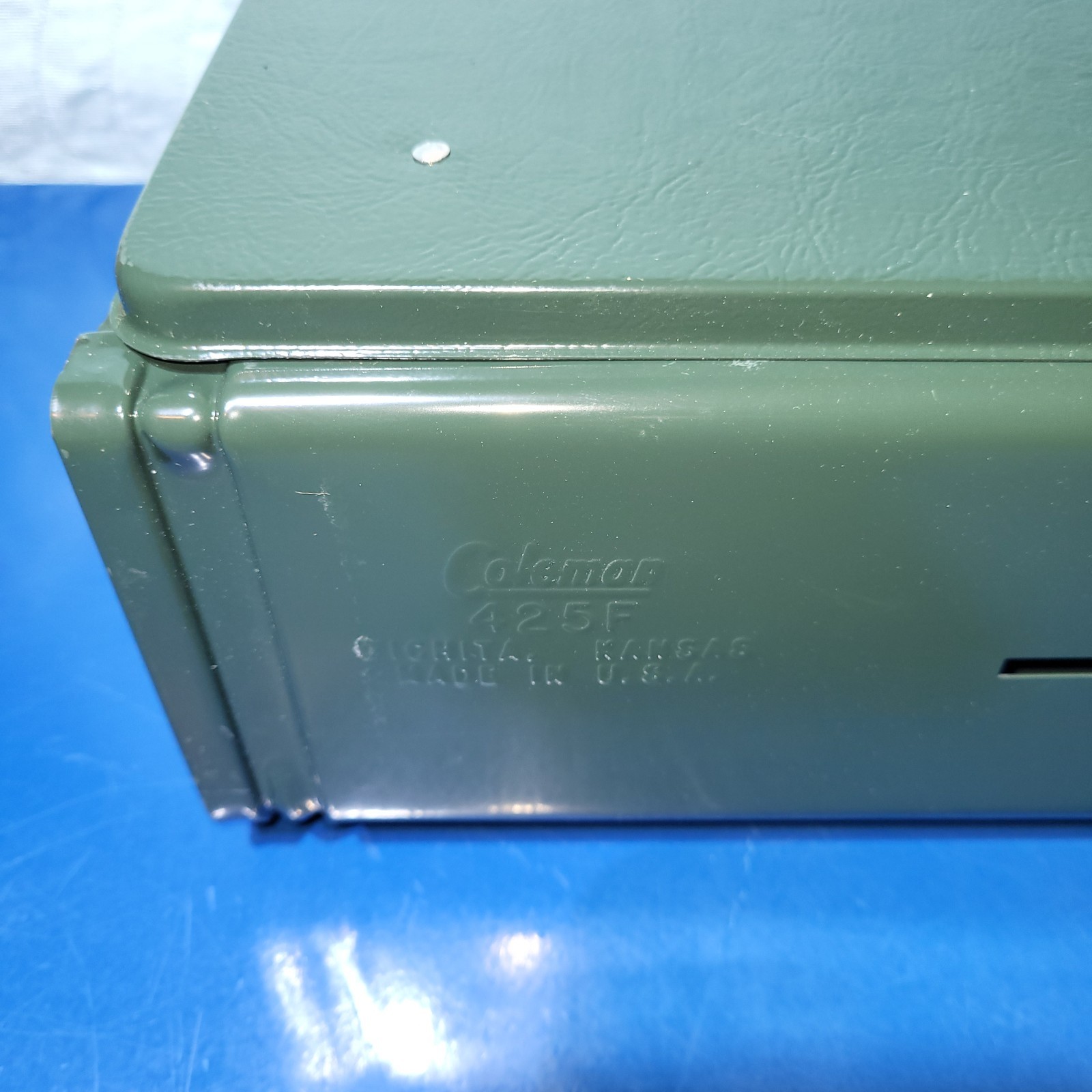 Vintage Coleman 425F499 Two Burner Camp Stove Fuel Gas Red Tank-NEW IN BOX, 8/88