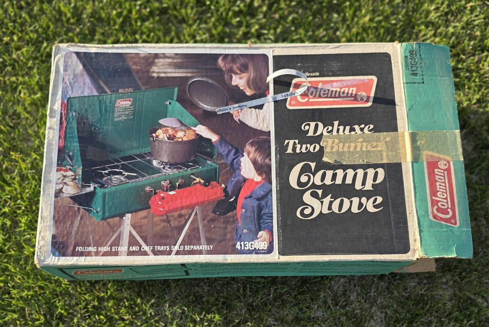 Vintage Coleman 413G / 413G499 2 Burner Camp Stove w/ Original Box Great Shape