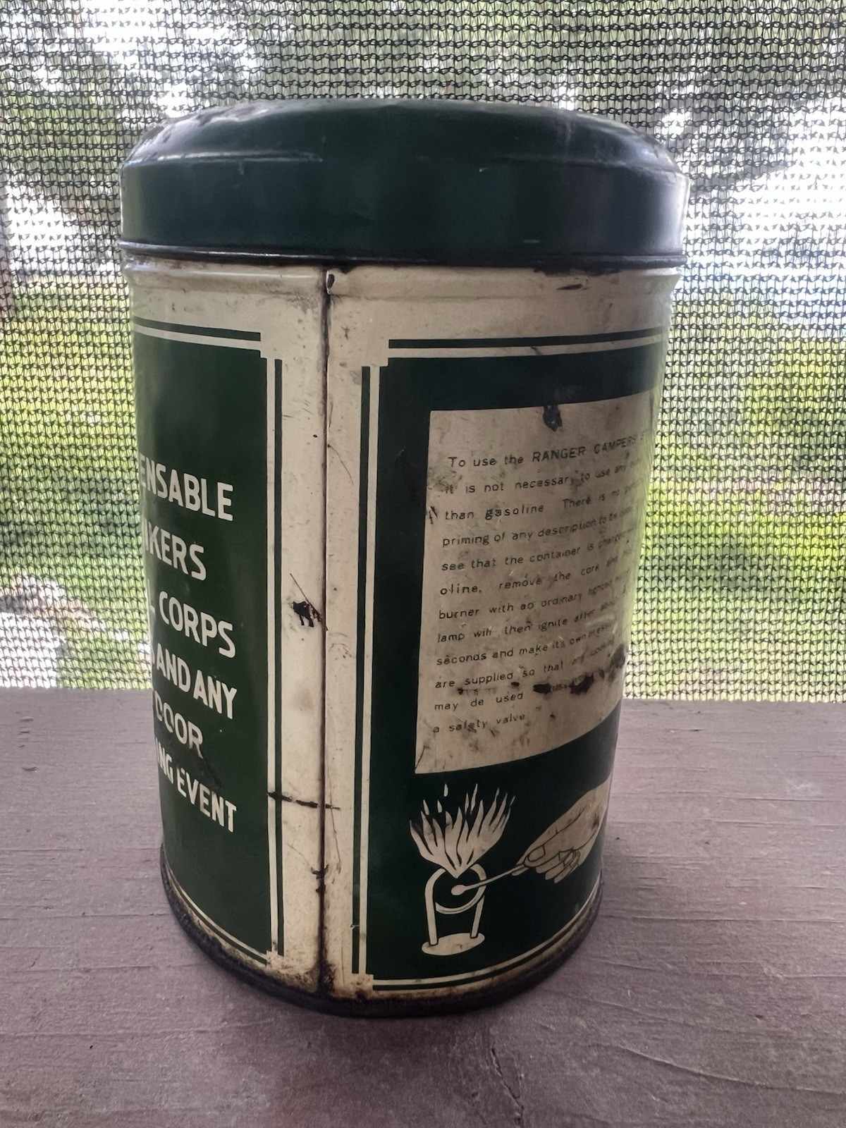 Vintage Ranger Campers’ Stove Green Can 1960’s Handy Gasoline