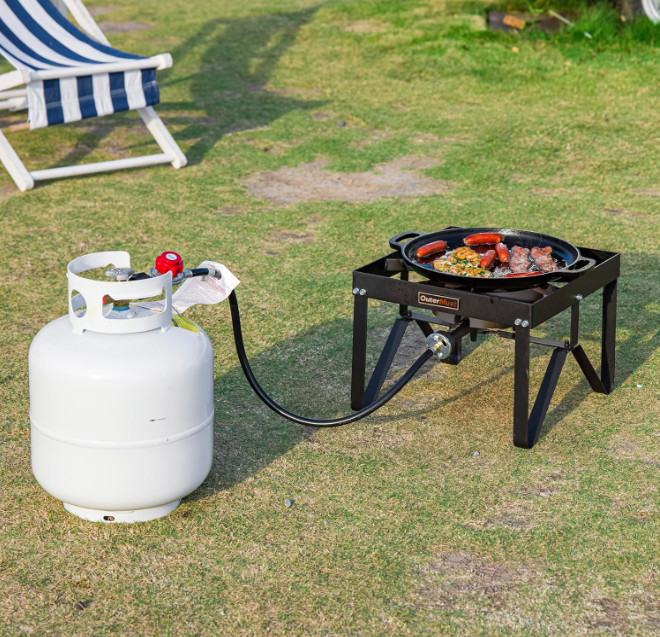 Heavy Duty Outdoor Propane Burner Stove w/ 10 PSI Regulator