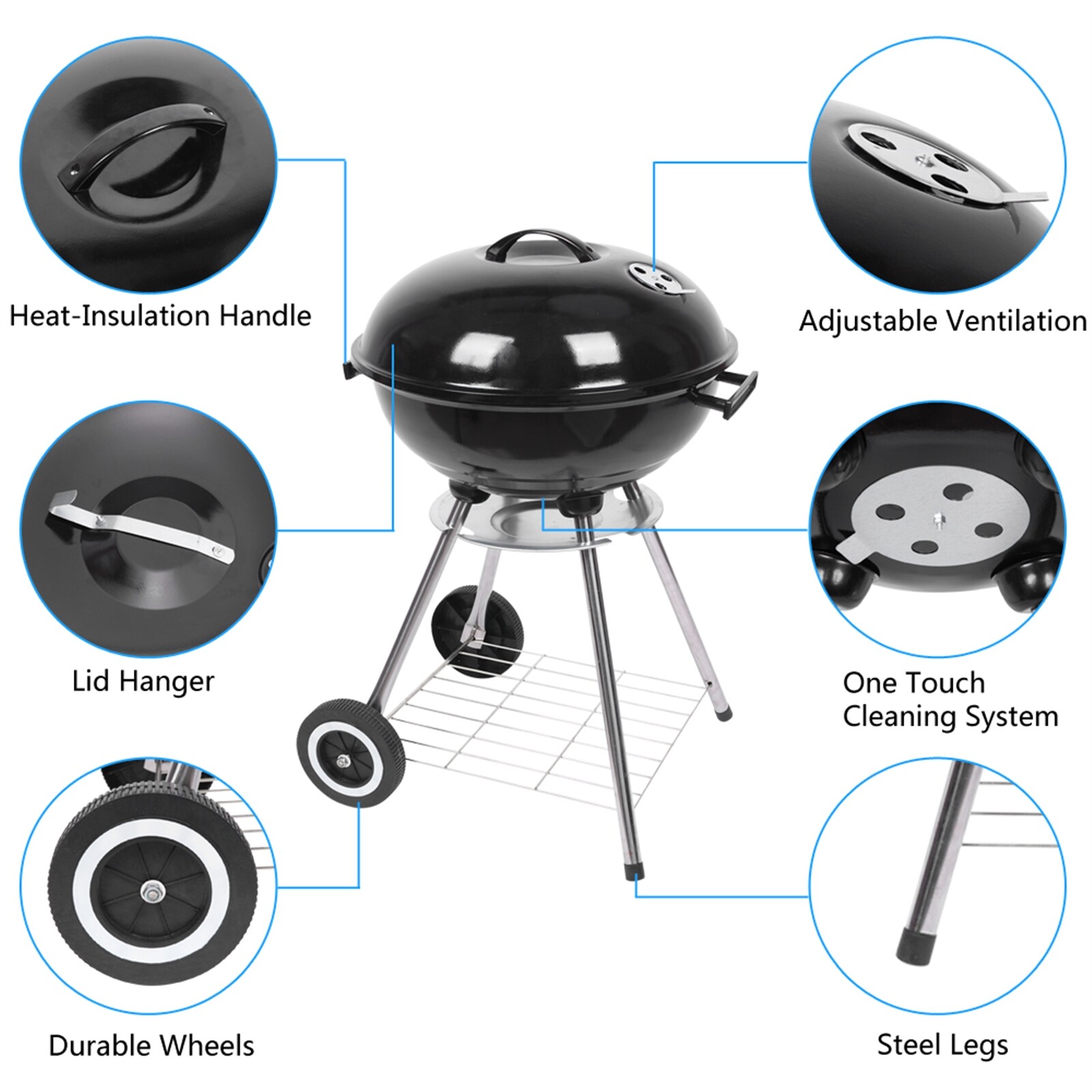 18 Inch Apple Charcoal Stove Enamel Cover Furnace Body White Side Wheel Diamete