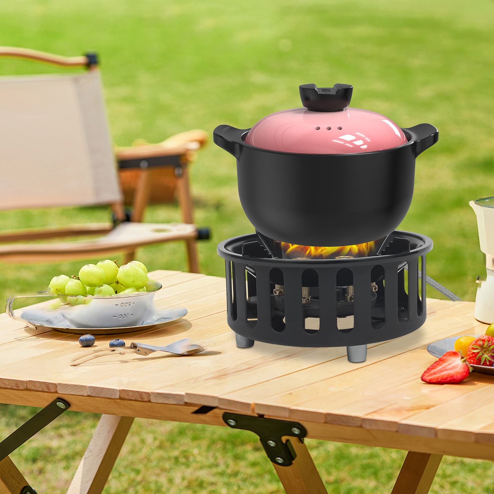 72000 BTU Camping Stove Portable Outdoor Burner With 2 Adapters & Storage Bag