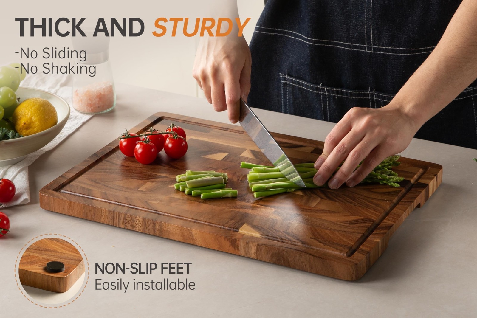 Walnut Wood Cutting Board End Grain Wooden Cutting Boards for Kitchen Choppin…