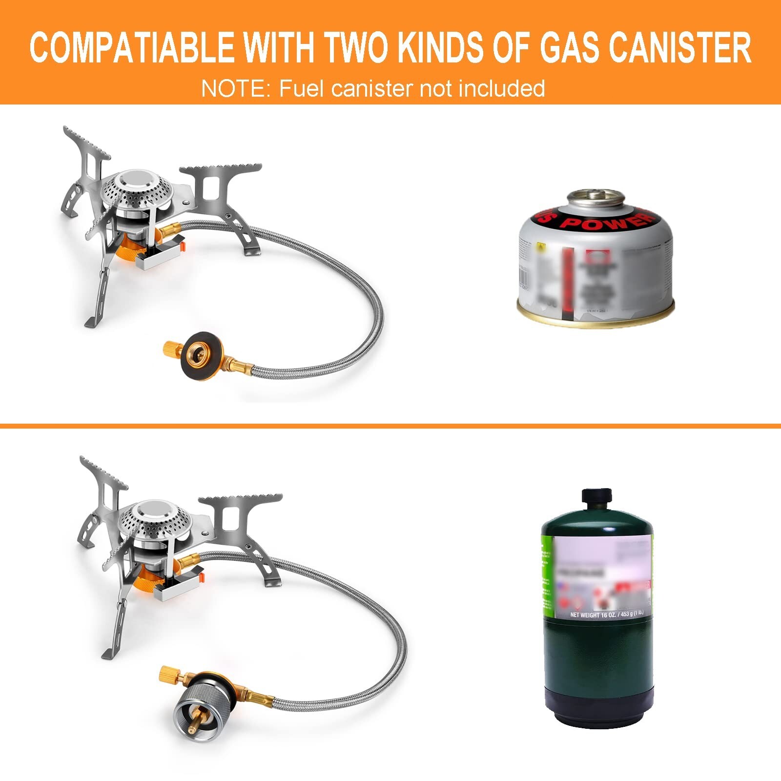 Camping Gas Stove 3700W Portable Backpacking Stove with Piezo Ignition