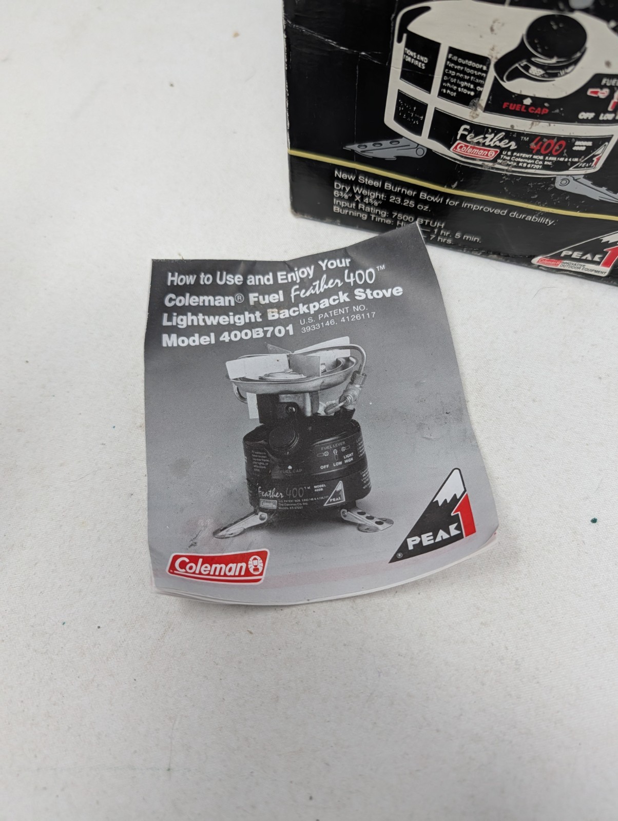 Coleman Feather 400B Peak 1 Single Burner Stove Unused In Box Very Clean