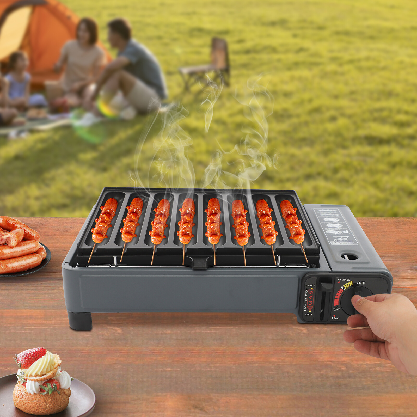 Butane Stove, Portable Camping Gas Stove, Gas Grill Stove with Anti-slip Feet