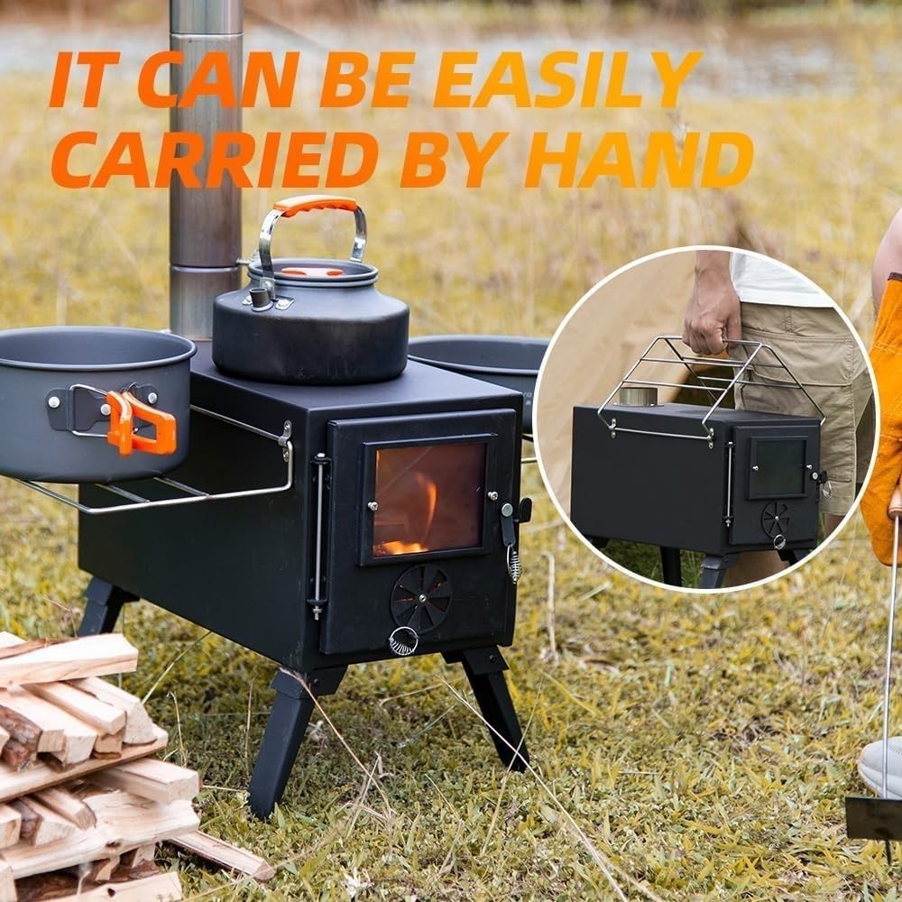 Hot Tent Stove, Wood Burning Stove,Small Wood Stove with 7 Stainless Chimney …