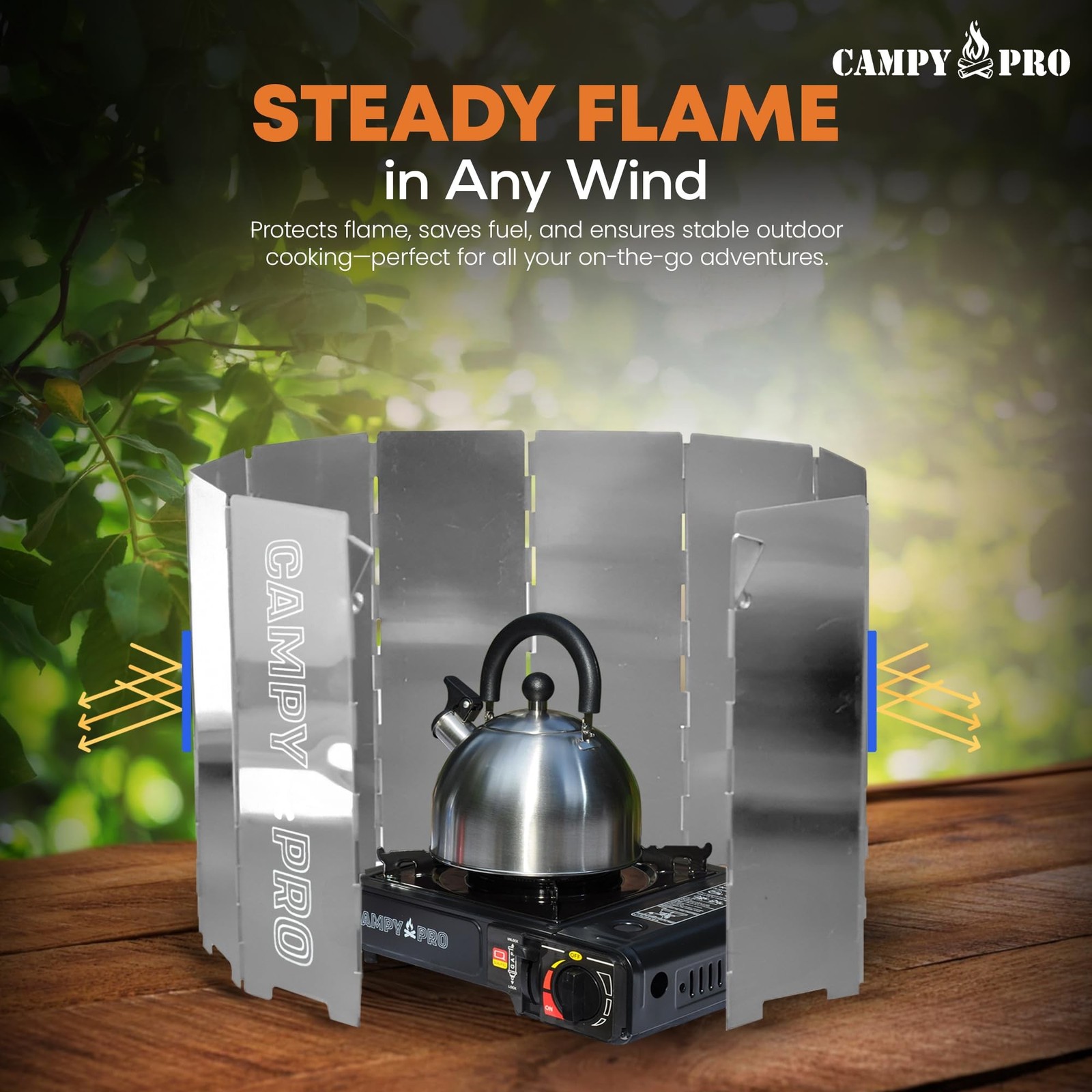 Silver Camping Stove Windscreen, 12-Plates Premium Aluminum Wind Guard Shield…