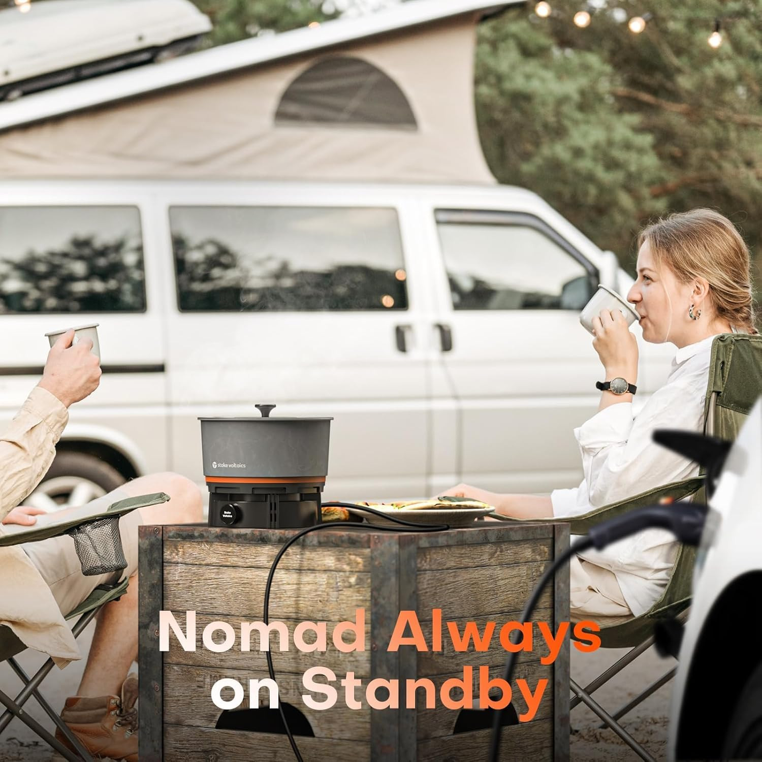 Nomad Cooking System with Bag, Electric Camping Stove 200-1000W with Pan & Pot,