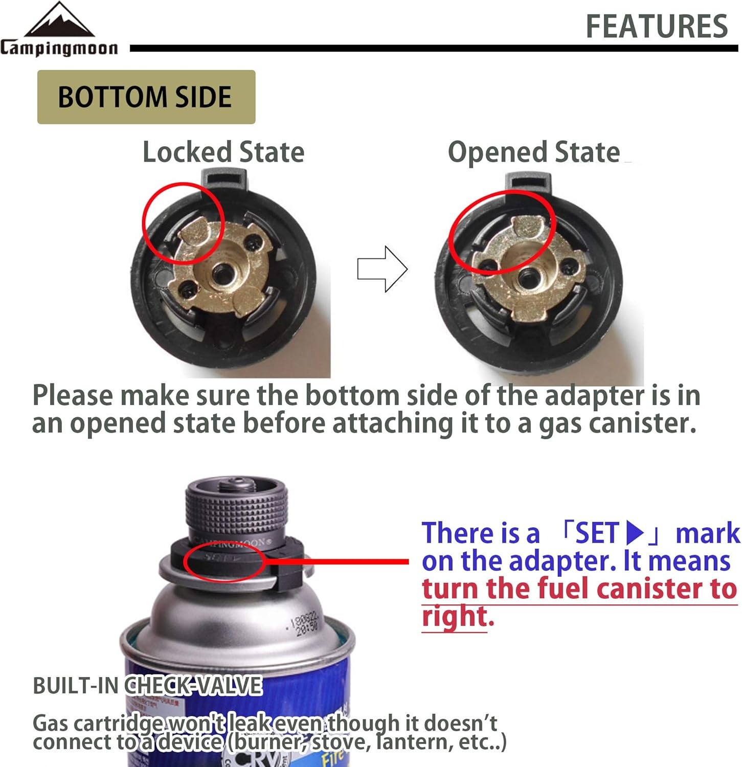CAMPINGMOON Camping Grill Gas Stove Adapter(Vertical type), Vertical Type Z11