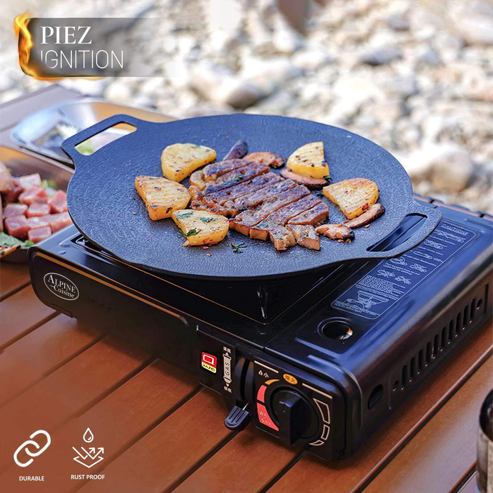 Alpine Cuisine Iron Butane Gas Stove with Customized Package, Camp Kitchen