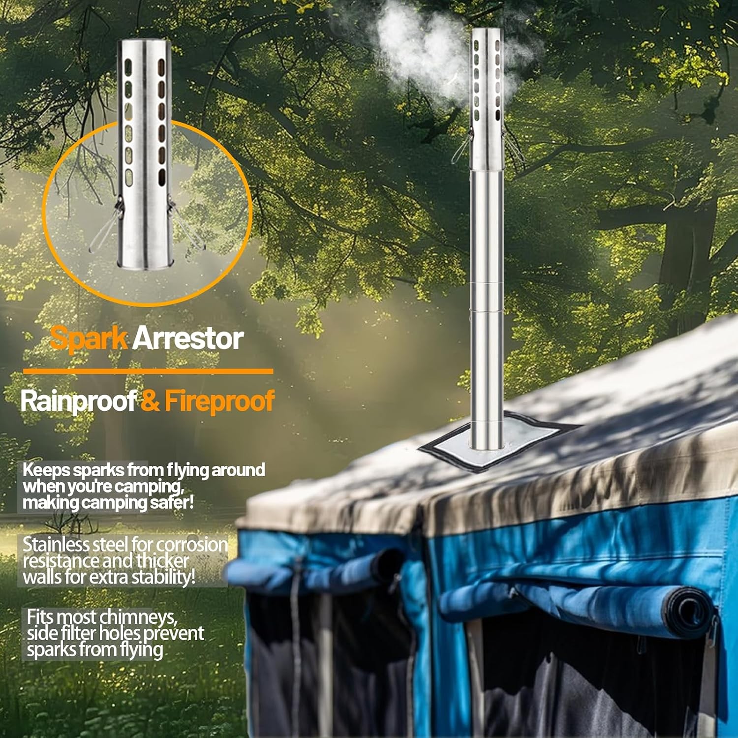 Hot Tent Stove Wood Burning Stove Portable Wood Stove W/ 12 Stainless Chimney