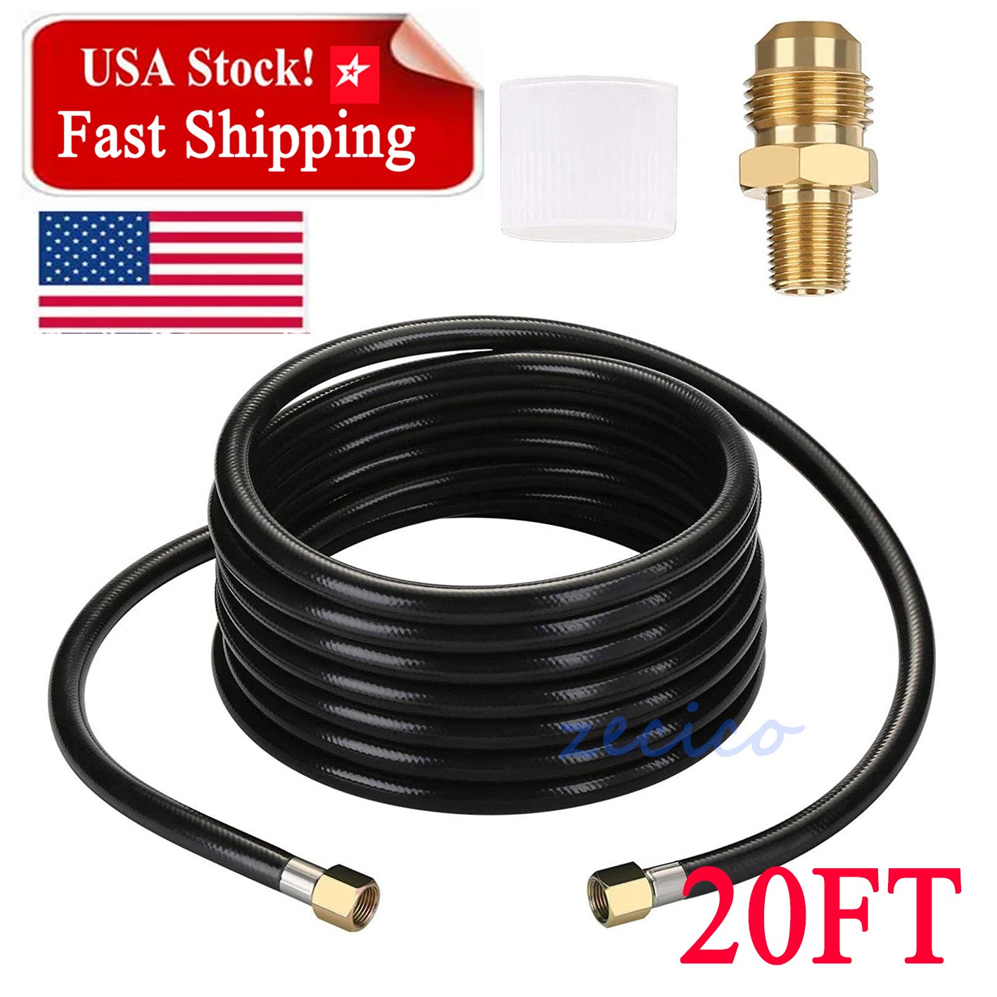 20FT Propane Hose Assembly With 3/8″ Female Flare for Gas Grill, RV, Heater New