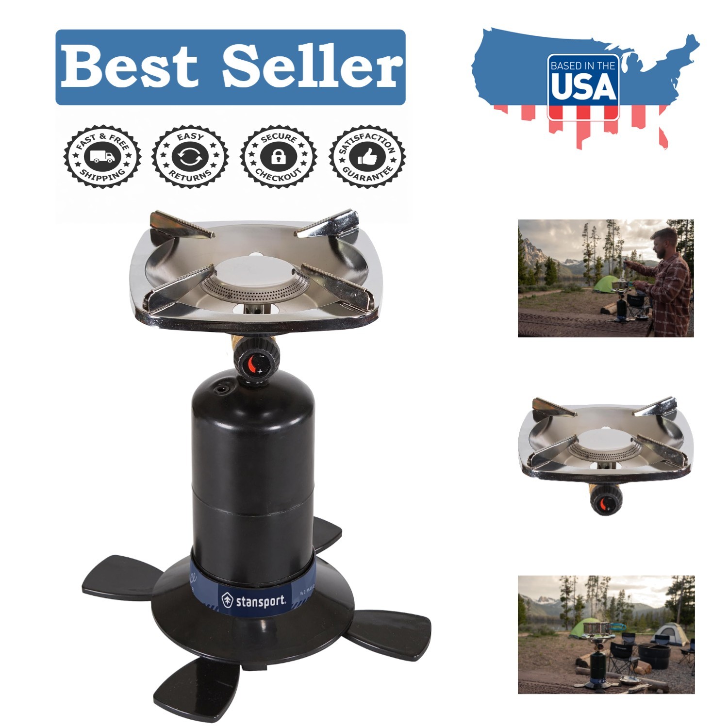 Stansport Portable Camping Stove – 10,000 BTU Propane Power for Outdoor Cooking