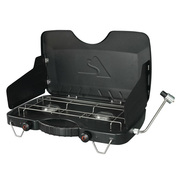 Ozark Trail 2-Burner Propane Gas Camping Stove Black Outdoor Cooktop 20000 BTU