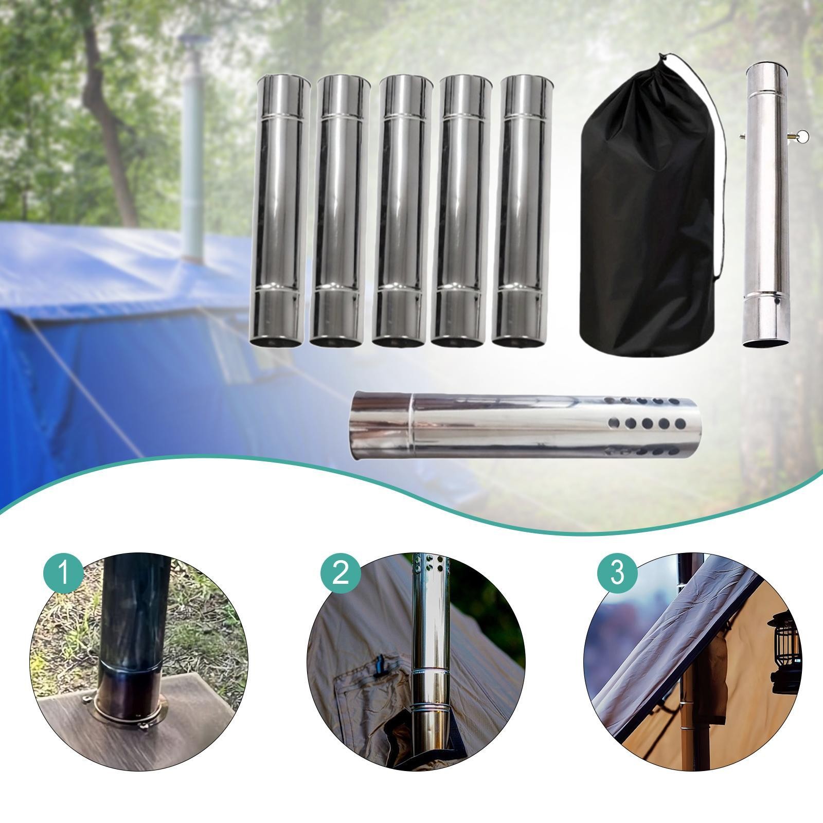 Chimney Tubes Camp Stove Tube Extension Portable Fast Heating with Storage Pouch