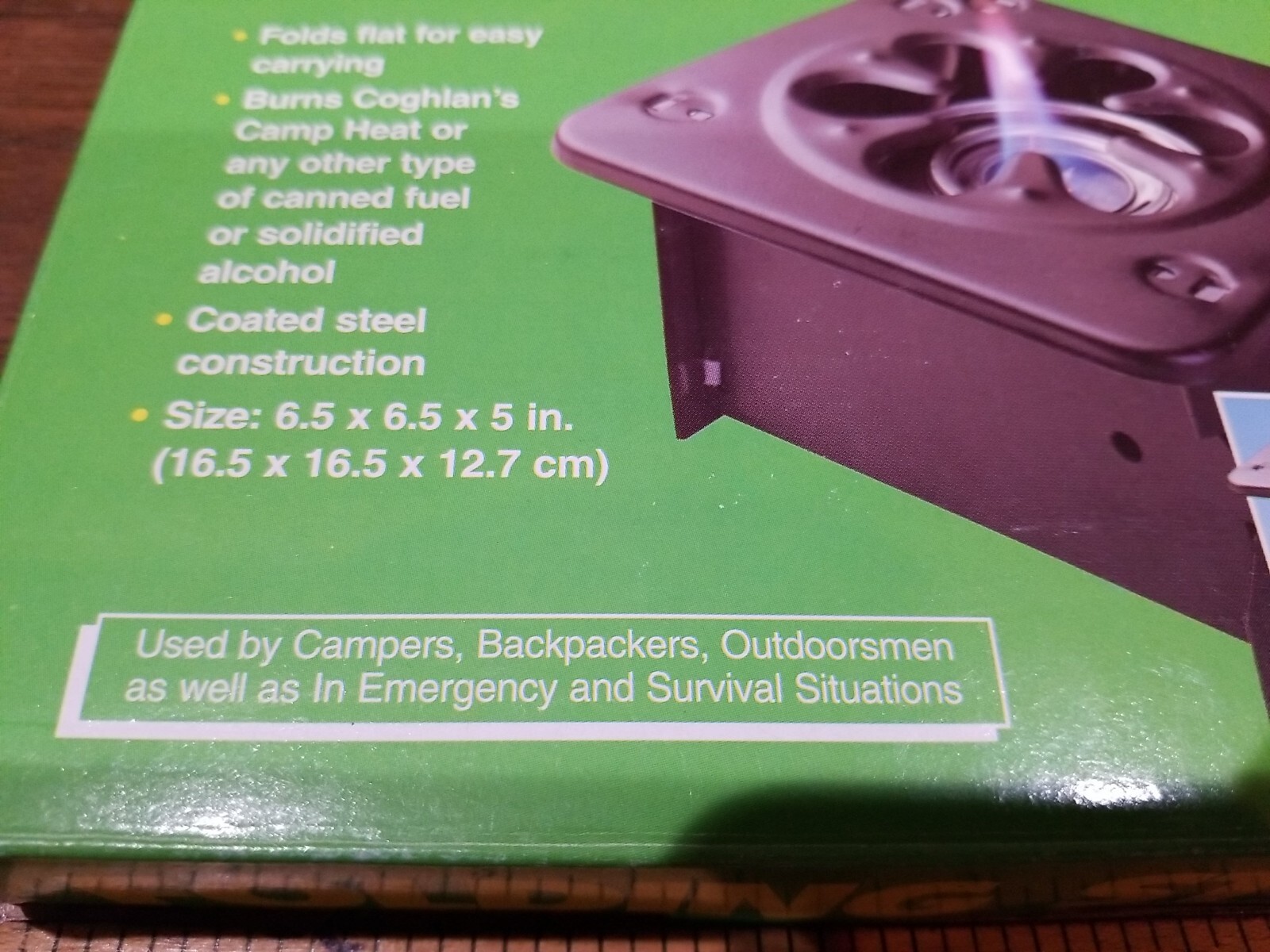 Coghlan’s Folding Stove #9957 Coated Steel Portable Folds Flat Burns Solid Fuel