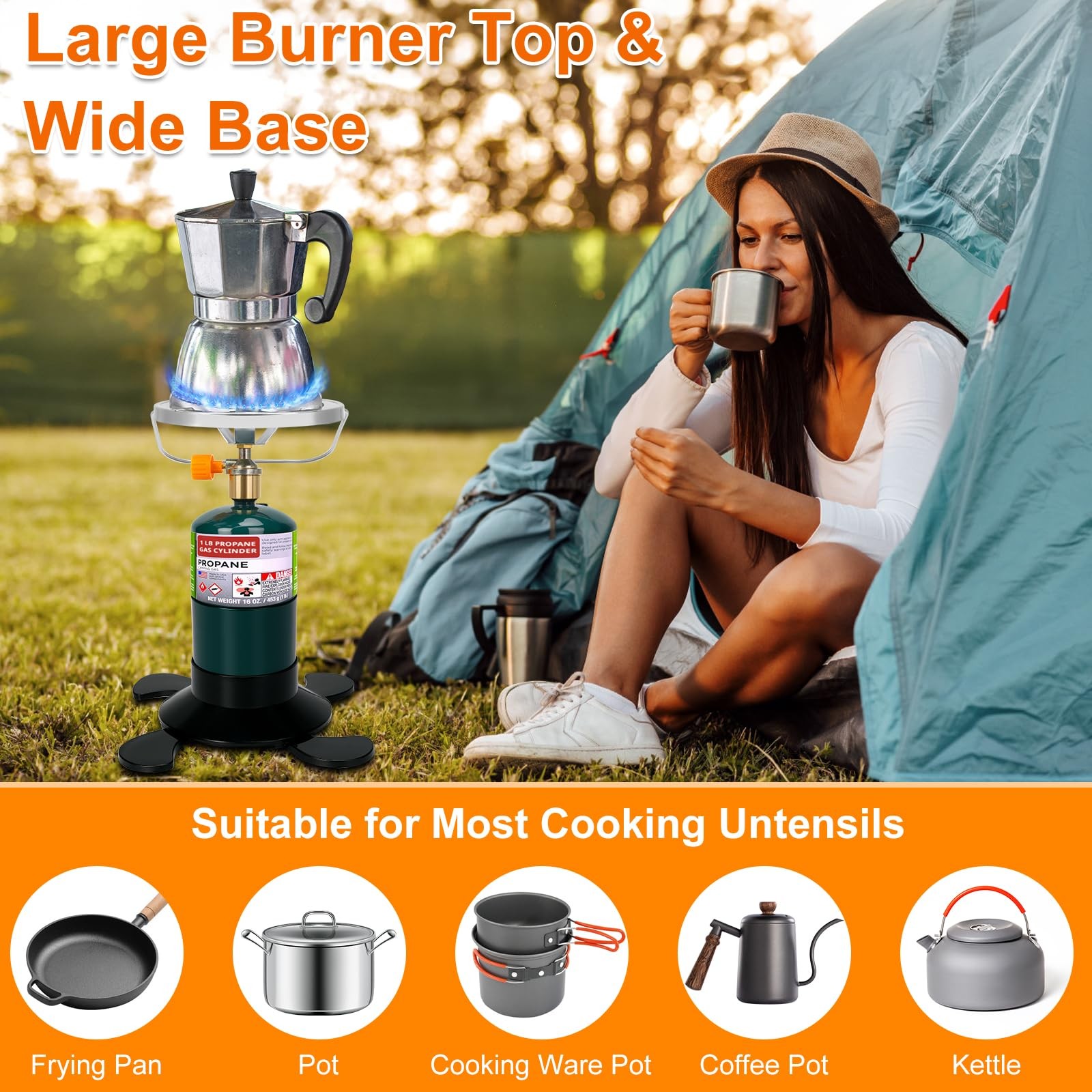 Camping Stove Propane Burner, Portable Camp Stove with Foldable Gas Tank Base…