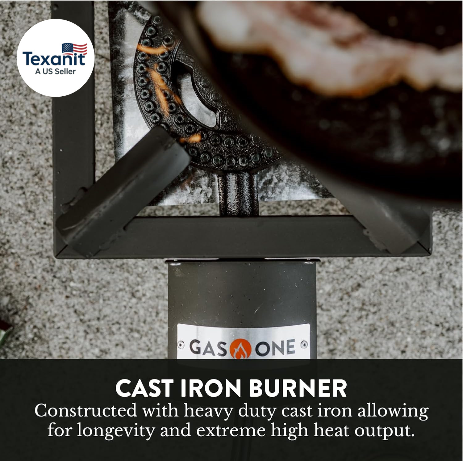 Gasone High Pressure Single Propane Burner – Outdoor Cooking with Heat Shield an