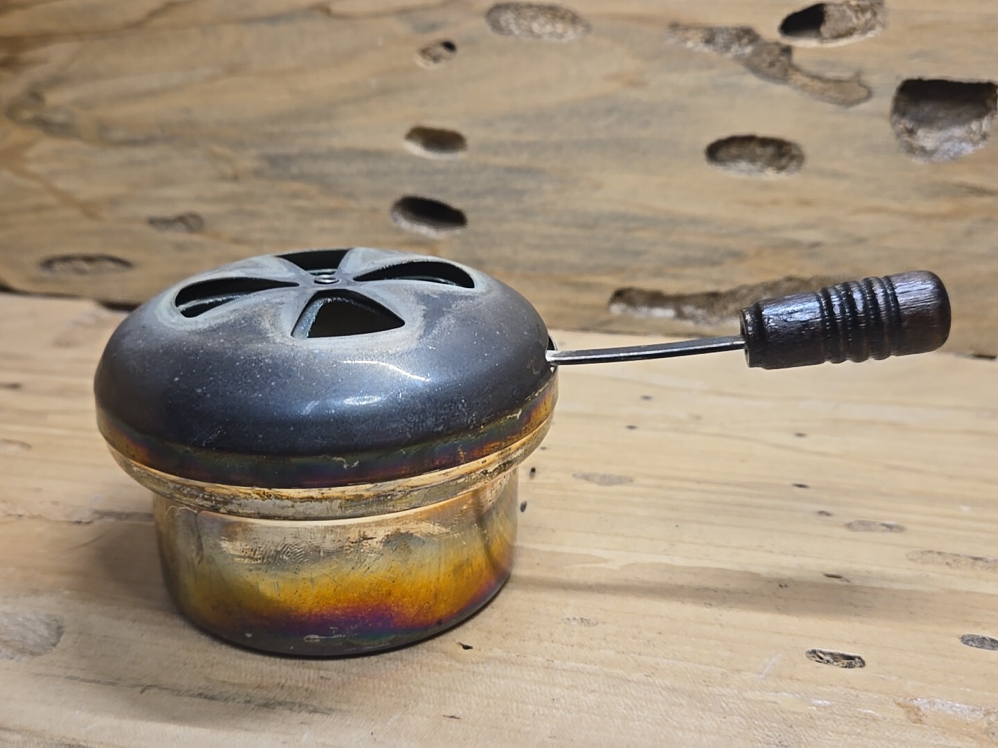 Antique Silver Plated Burner/Warmer With Wooden Handle C507