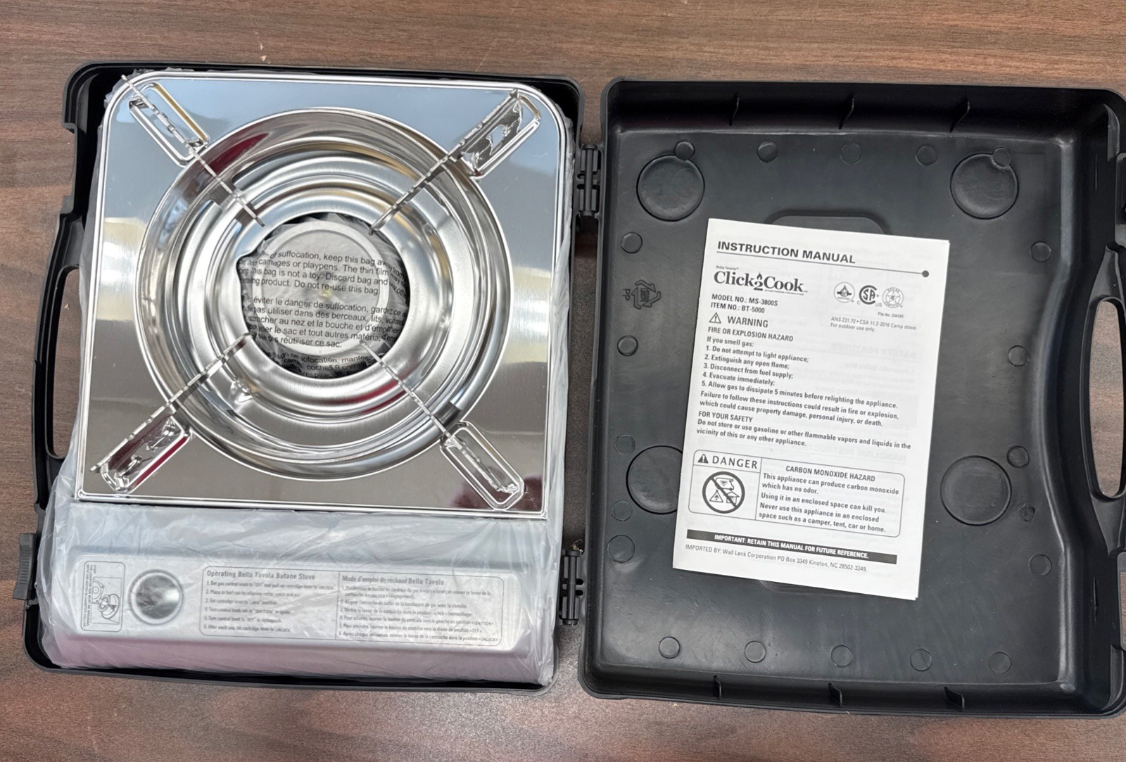 Click2Cook Stainless Portable Gas Camping Stove 8oz Butane Cans 9560 BTU – New