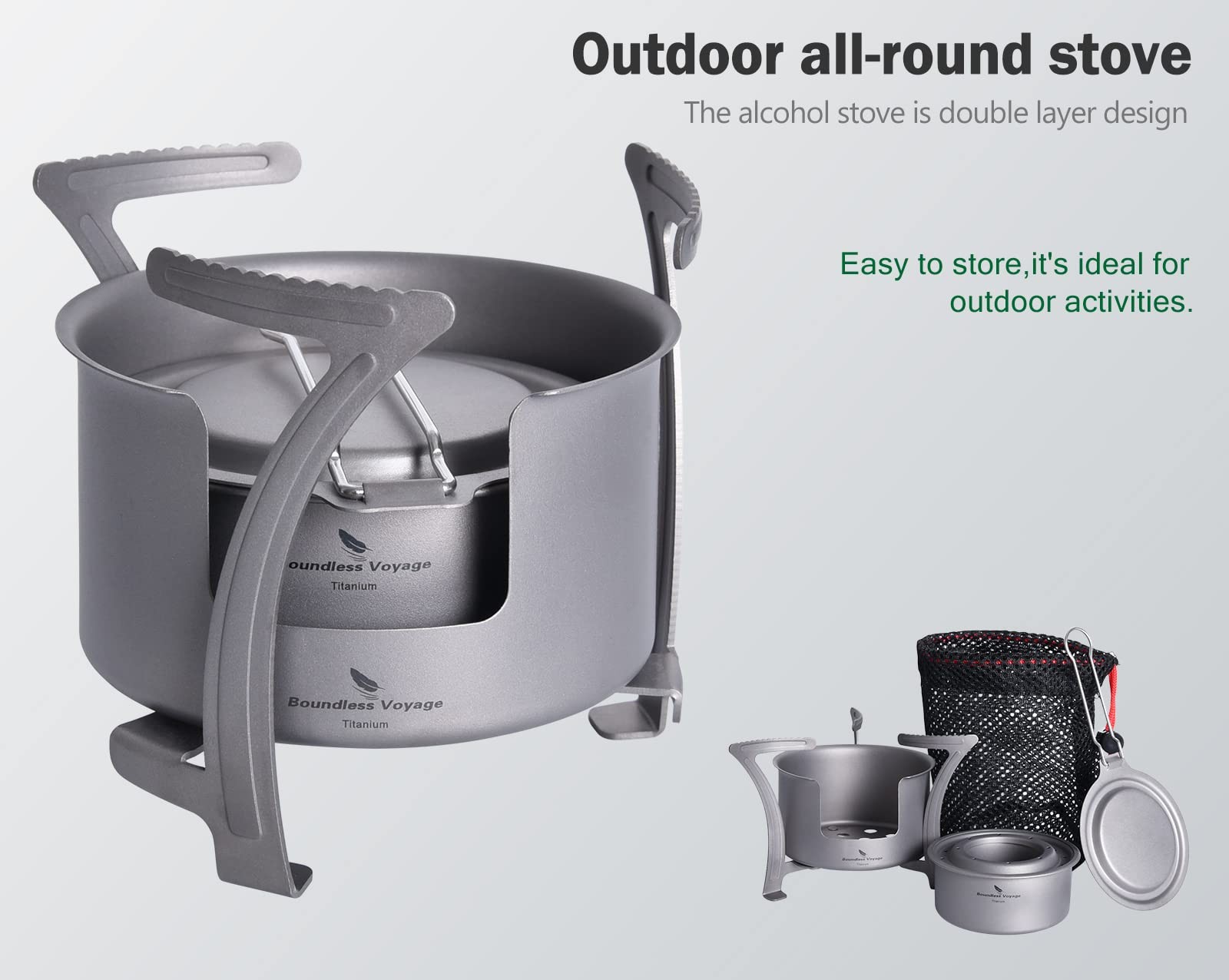 Boundless Voyage Camping Titanium Spirit Alcohol Stove Pot Stand Backpacking