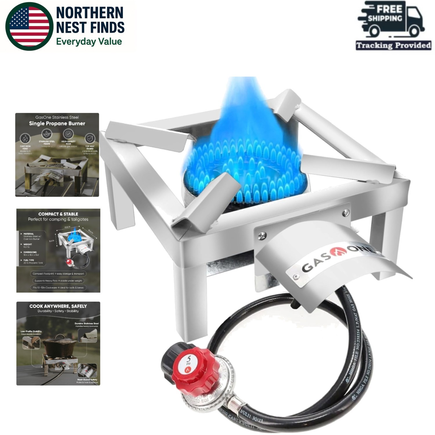 Stainless Steel High Output Propane Burner – Durable Outdoor Cooking Solution