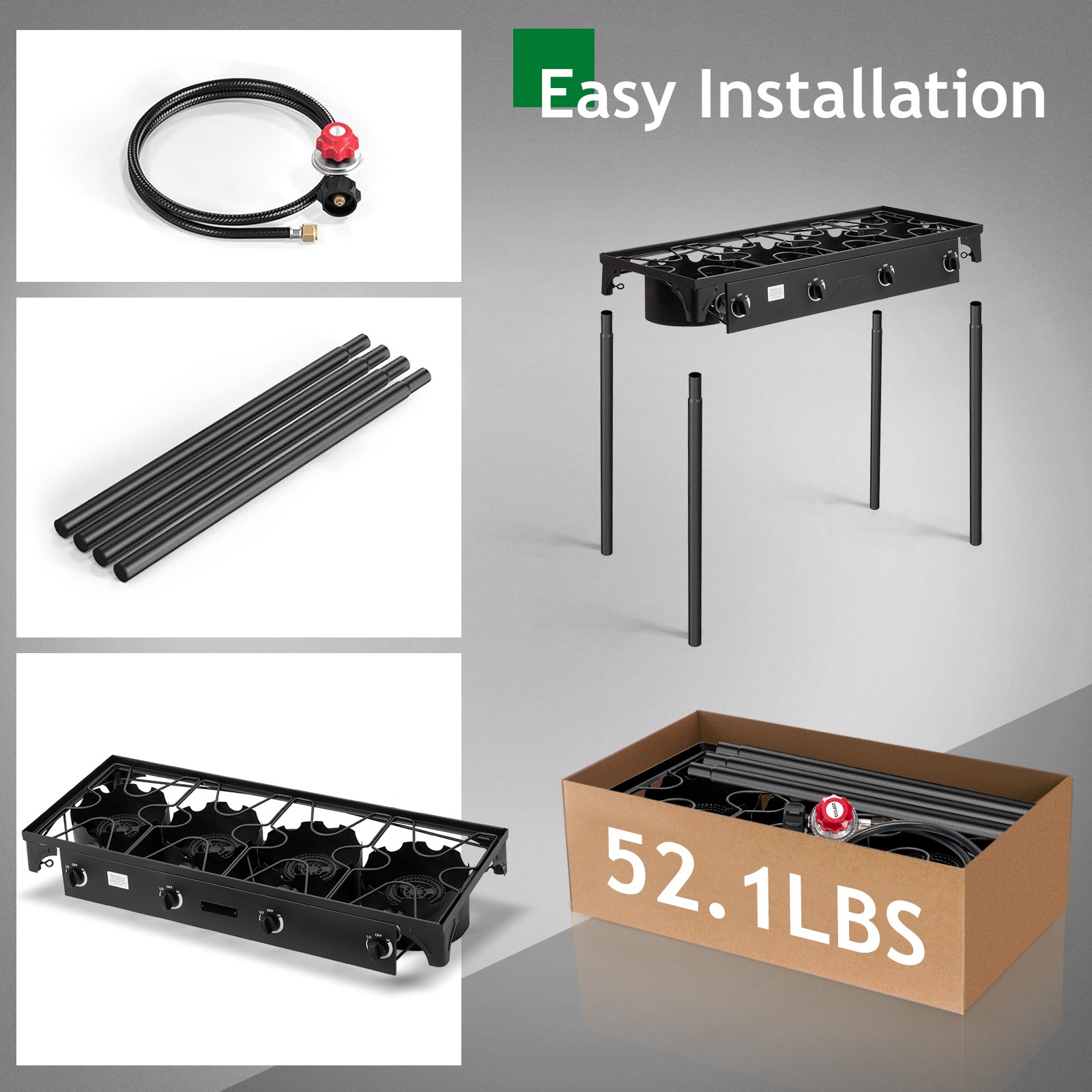 Portable 1-4 Burners Propane Gas Stove for Outdoor Camping Stove BBQ Grill