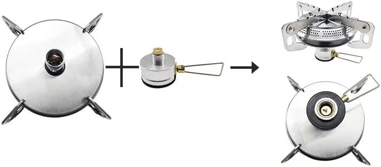 Portable Camping Stove, Burner, with Butane Gas Adapter, For Camping, Backpackin