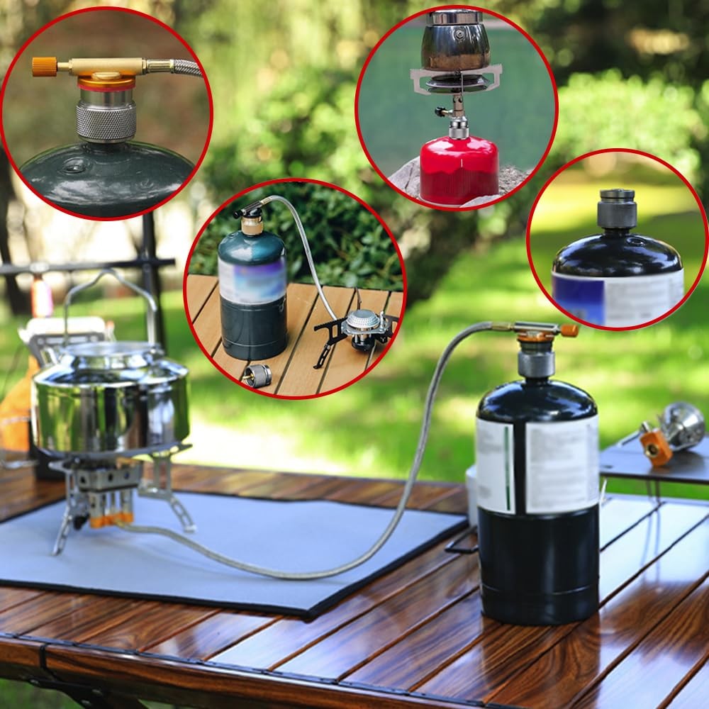 2 Pcs Camping Stove Adapter Propane Canister Converter Propane Small Tank Input