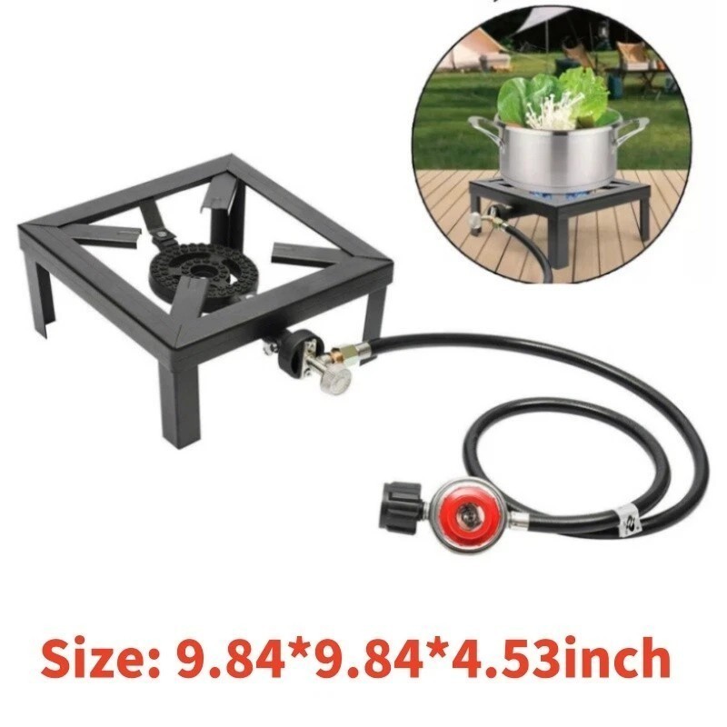 Propane Cooker Burner Stove Gas Outdoor Cooking Camping Stand BBQ Grill w/ Hose