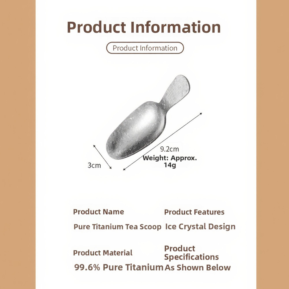 Pure Titanium Tea Spoon Suitable for Modern Tea Sets – 9.2 cm Length 3 cm Width