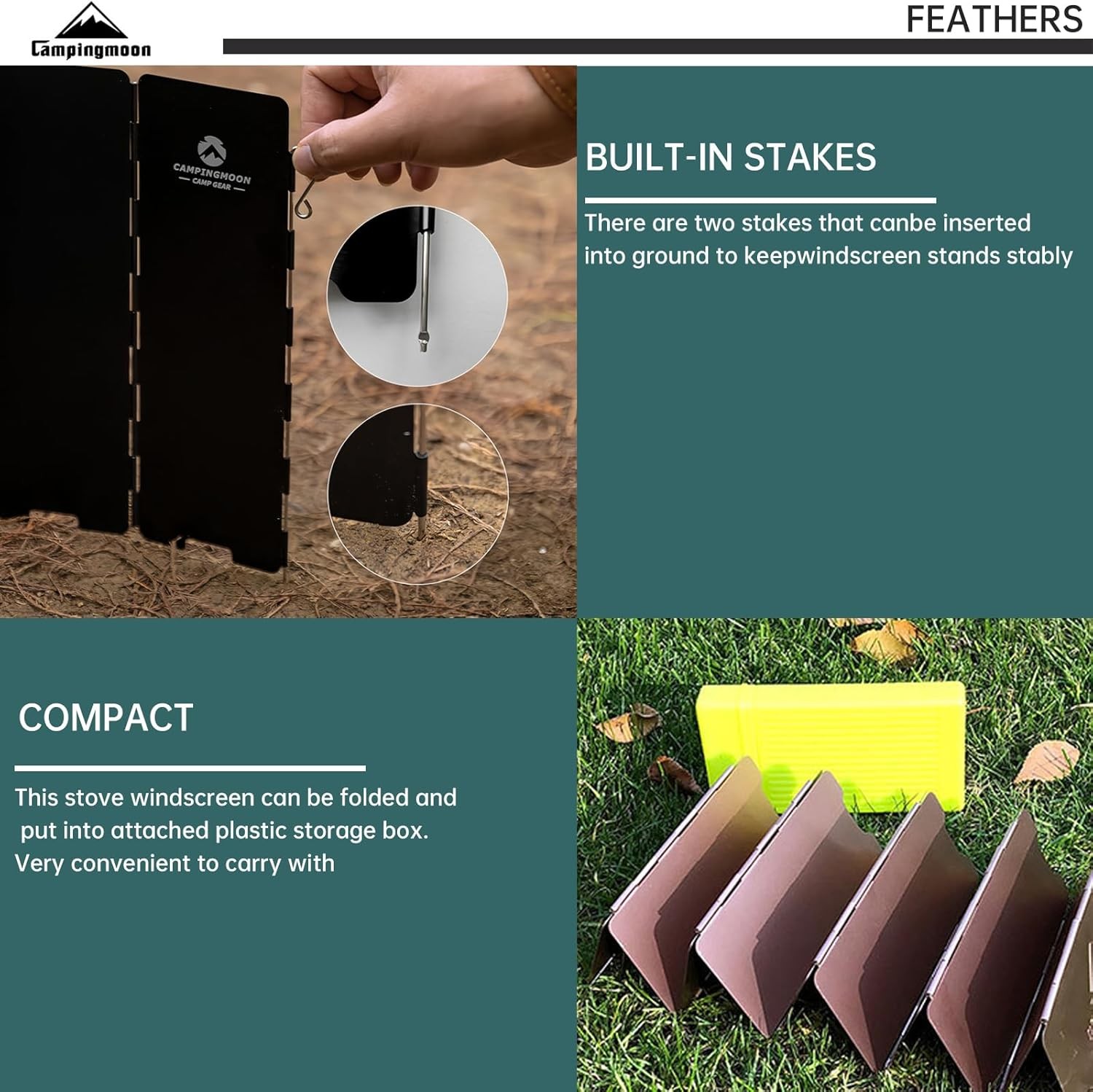 Campingmoon Camp Stove Windscreen,Foldable Aluminum Alloy 10 Plates Wind Shield