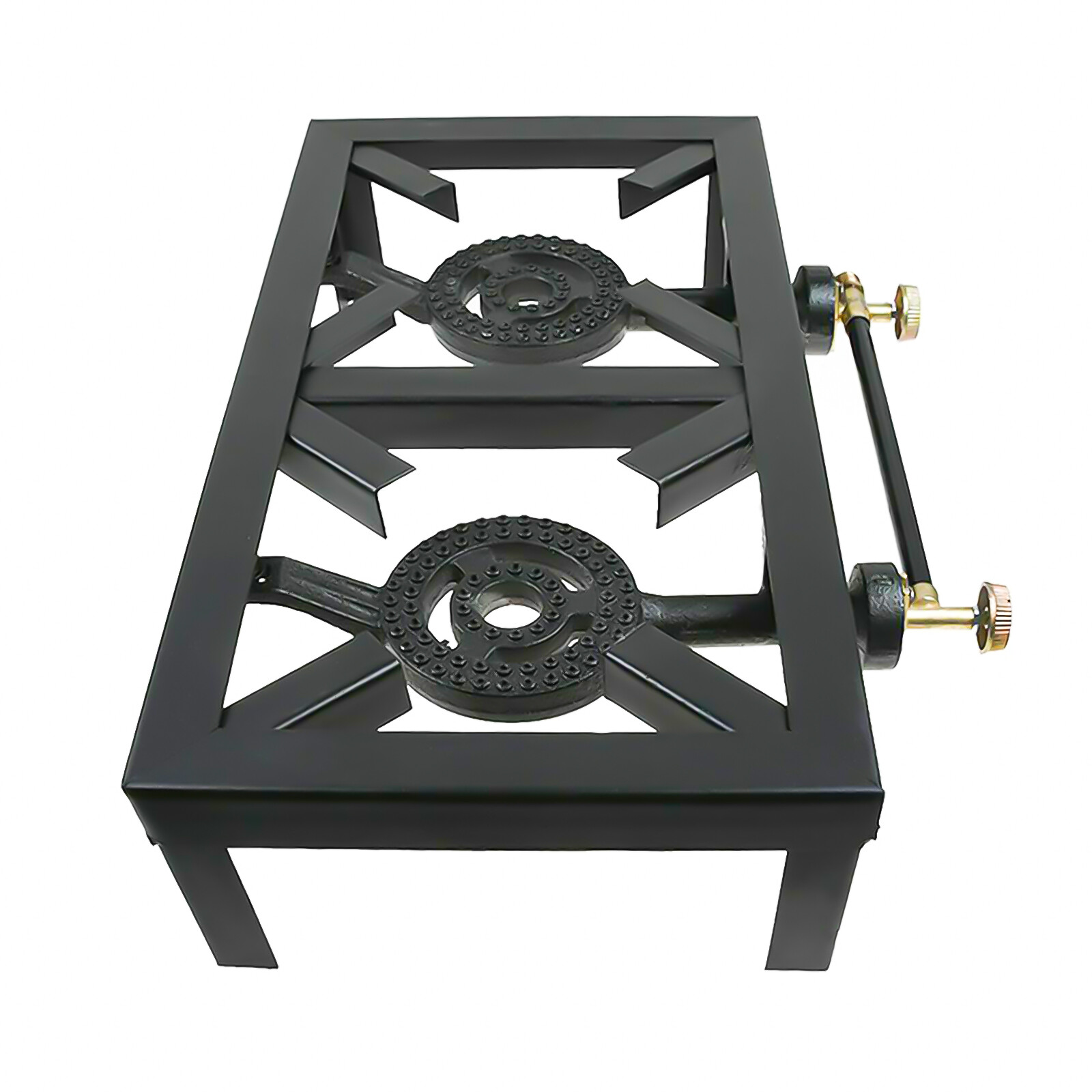 Cast Iron Double Burner Portable Outdoor Camp Stove Propane Gas LPG BBQ Cooker