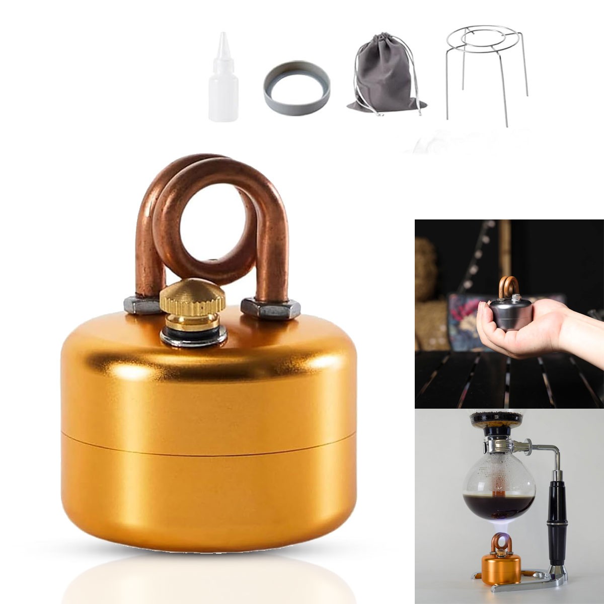 Mini Alcohol Camping Stove w/Stand,Lightweight Spirit Burner for Hiking/Survival