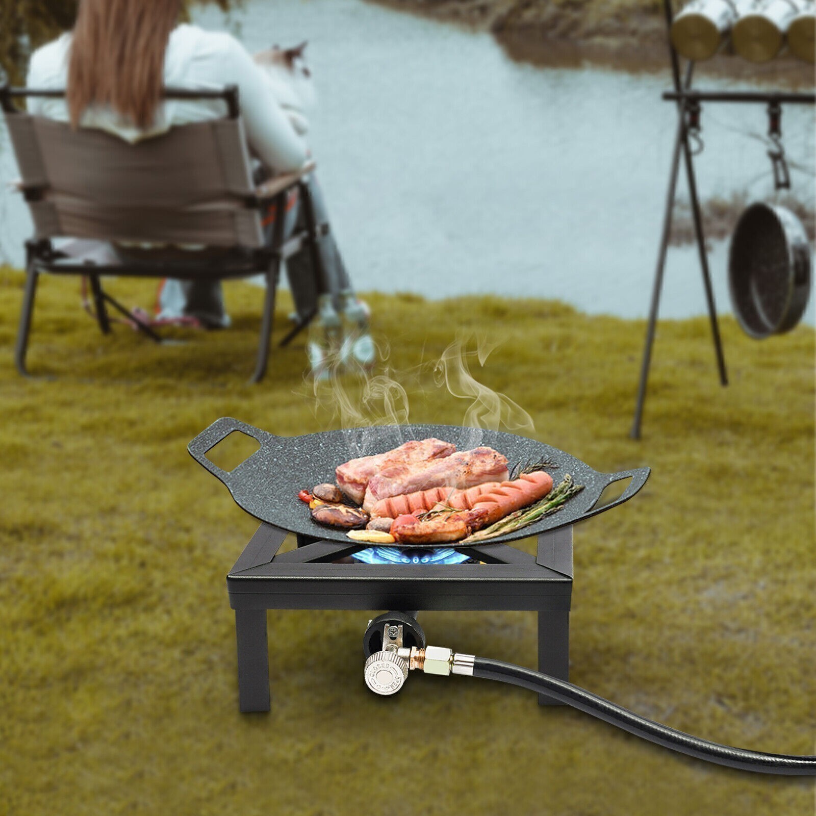 High Output Propane Outdoor Burner Single Stove Heavy Duty Camping Cooking Gas .