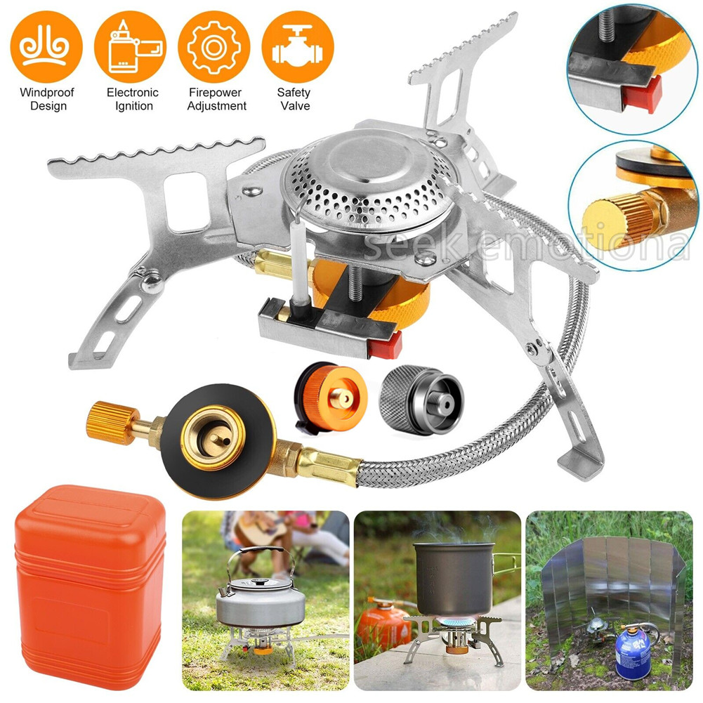3900W Portable Backpacking Stove, Camping Gas Stove 1LB Propane Tank Adapter US