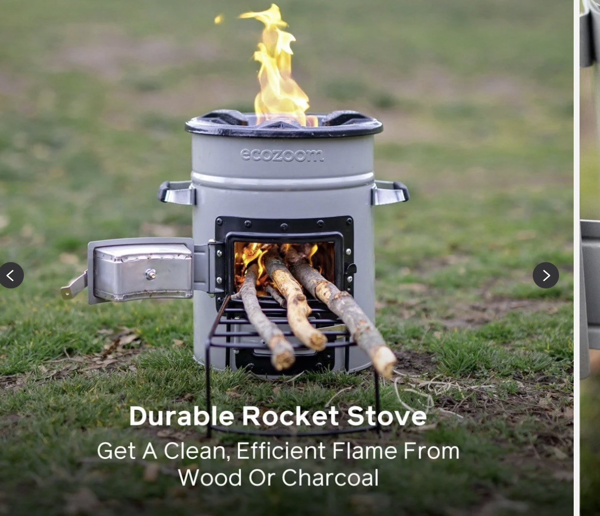EcoZoom Zoom Versa Portable Outdoor 1-Burner Wood/Charcoal Stove, Gray
